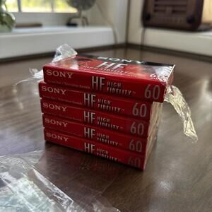 SONY HF 60 90 Minute Blank Audio Cassette Tapes NEW Lot Of 5 Normal Bias